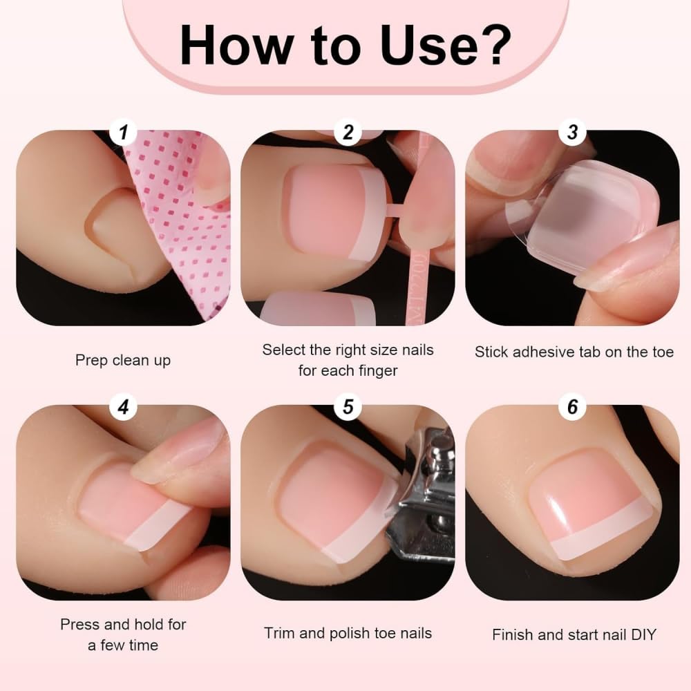 Red French Tips Press on Toenails Leopard Press on Nails Long Square Stick on Nails with Cherry Designs Glossy Skin Tones Fake Toenails Full Cover False Toenails for Women DIY Manicure 48Pcs