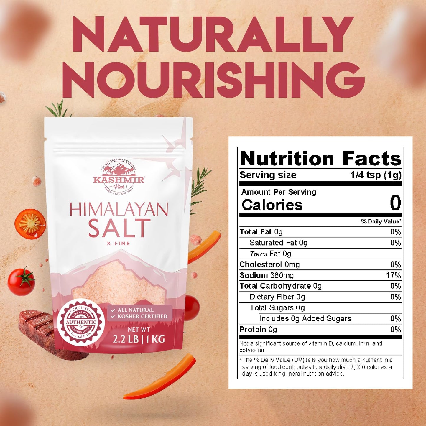 LA Salt's Kashmir Pink® Himalayan Salt, X-Fine Grain (0.3-0.5mm), 55 Pound Bulk Bag