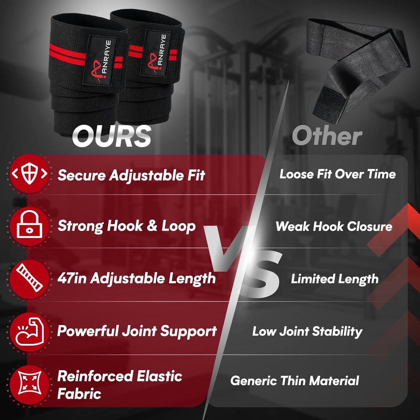 Elbow Wraps for Weightlifting - Adjustable Compression Straps & Elbow Brace for Joint Support (1 Pair), 47" Elbow Sleeves Weightlifting Men Women for Bench Press Powerlifting and Fitness Training"