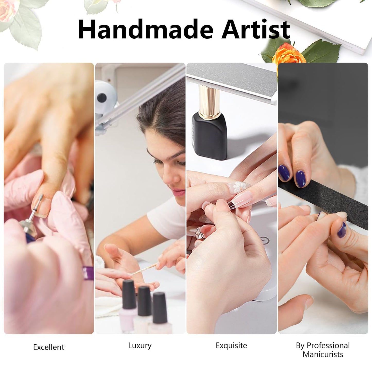 MNAFAYY Luxury Gems 100% Handmade Nails Long Stiletto Press On Nails Full Cover 3D Rhinestone Crystal Gorgeous Reusable UV Finished Fake False Nails Acrylic Nail Kit With Box Gift for Women Gray S