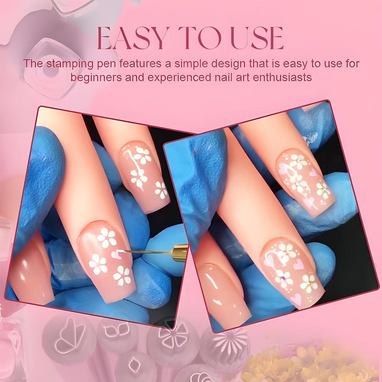 Nail Art Stamp Pen, 6pcs/10pcs/15pcs Nail Art Flower Stamp Pen, Precision Stamp Pen Set, Nail Art Pen with Different Design, Nail Dotting Tool, Nail Foil, Nail Art Design for Women (6 pcs)