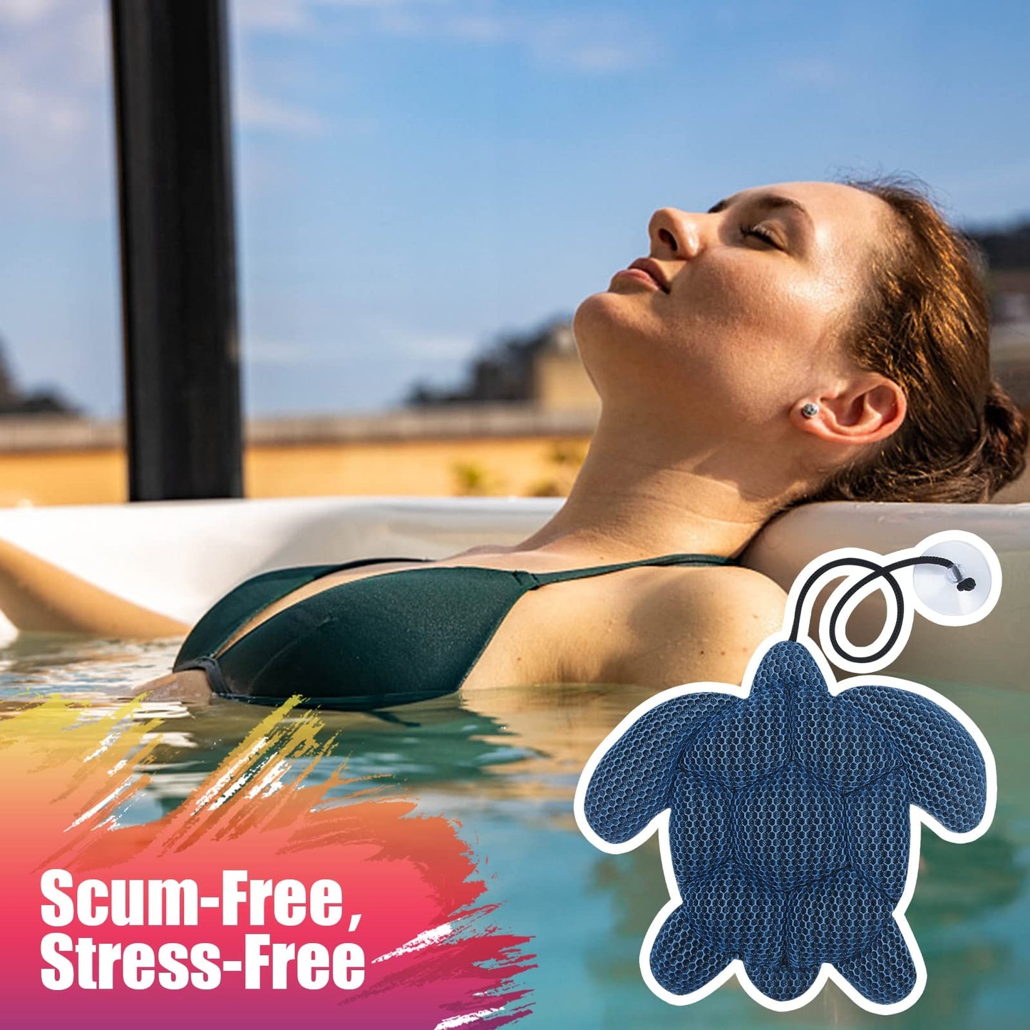 ANSLCA Hot Tub Scum Absorber, Scum Turtle Hot Tub Cleaner Hot Tub Sponges to Soak up Oils- Must Have Hot Tub Accessories for Adults Hot Tub Scum Sponge- Keeps Your Hot Tub Water Clean and Clear