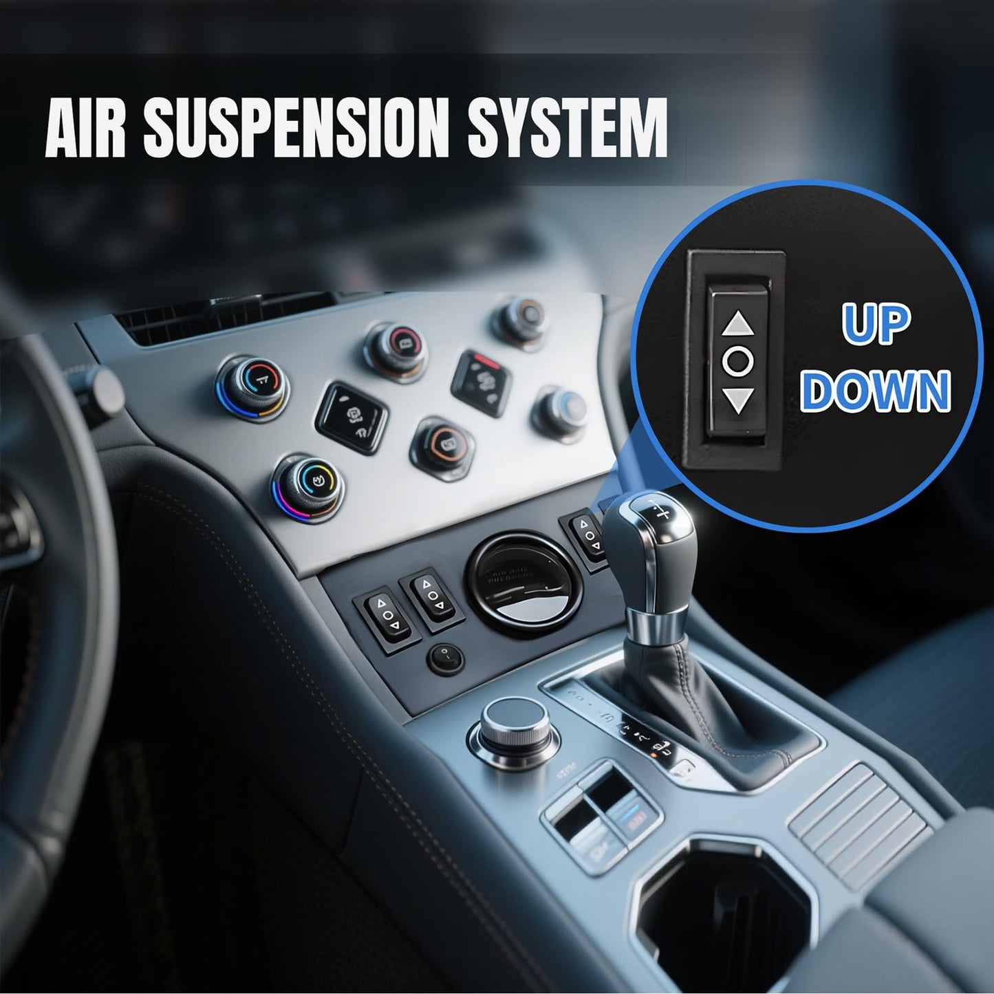 CNWZYMX 12V Air Management Featuring 8-Valve Air Ride Suspension Manifold, Simplify Control Panel and Ship Type Switch and Five-Way White Display Air Pressure Gauges