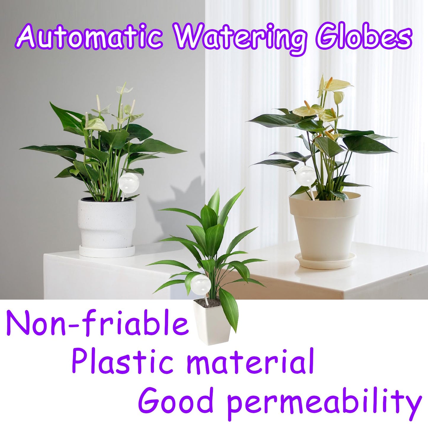 Jgalnim 10 PCS Large Clear Plastic Watering Globes,Plant Self-Watering Bulbs,Flower Automatic Water Device,Garden Waterer for Plant Indoor Outdoor Plants Flowers