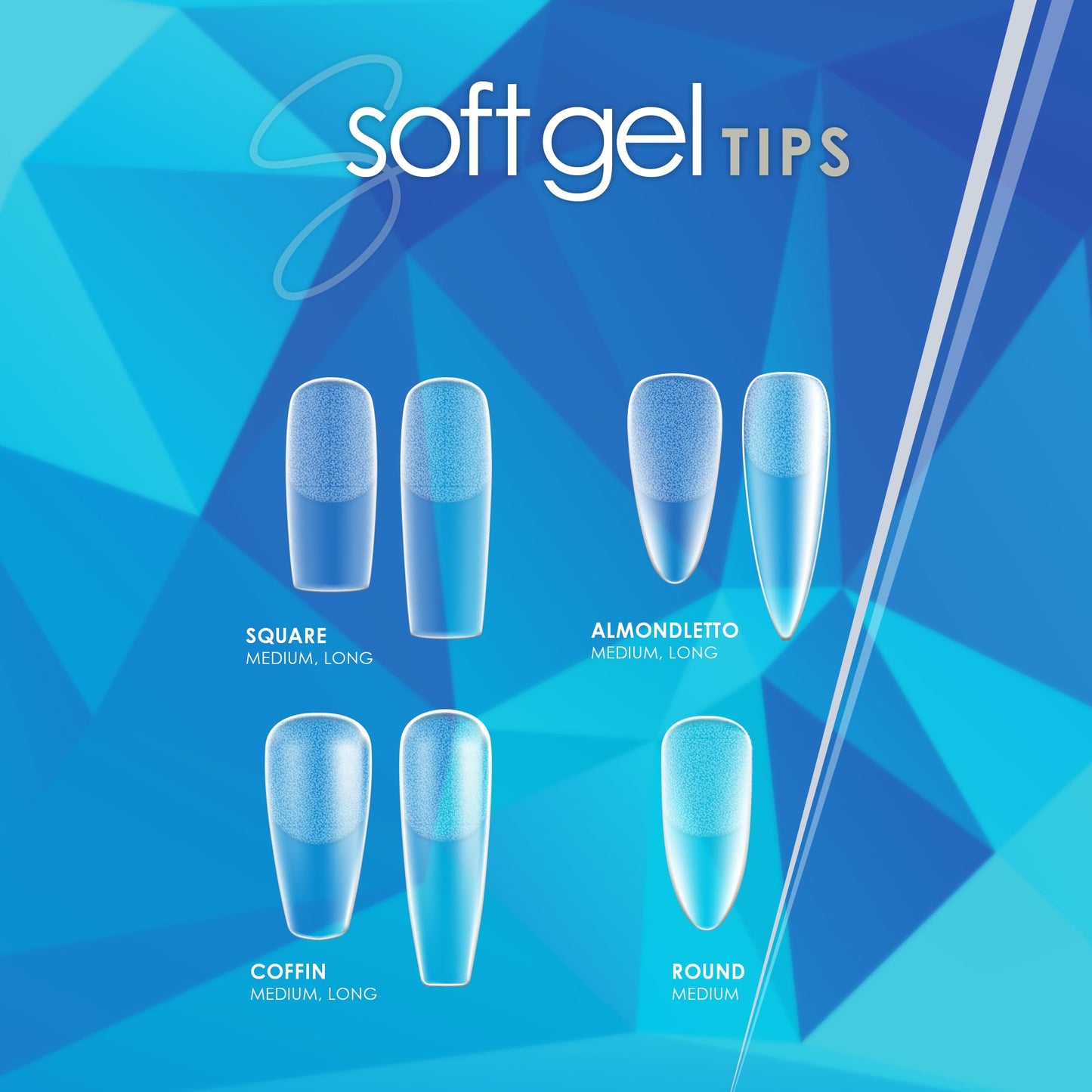 Soft Gel Tips Ultra Clear Pre-Roughened 550 pcs (Medium Coffin)