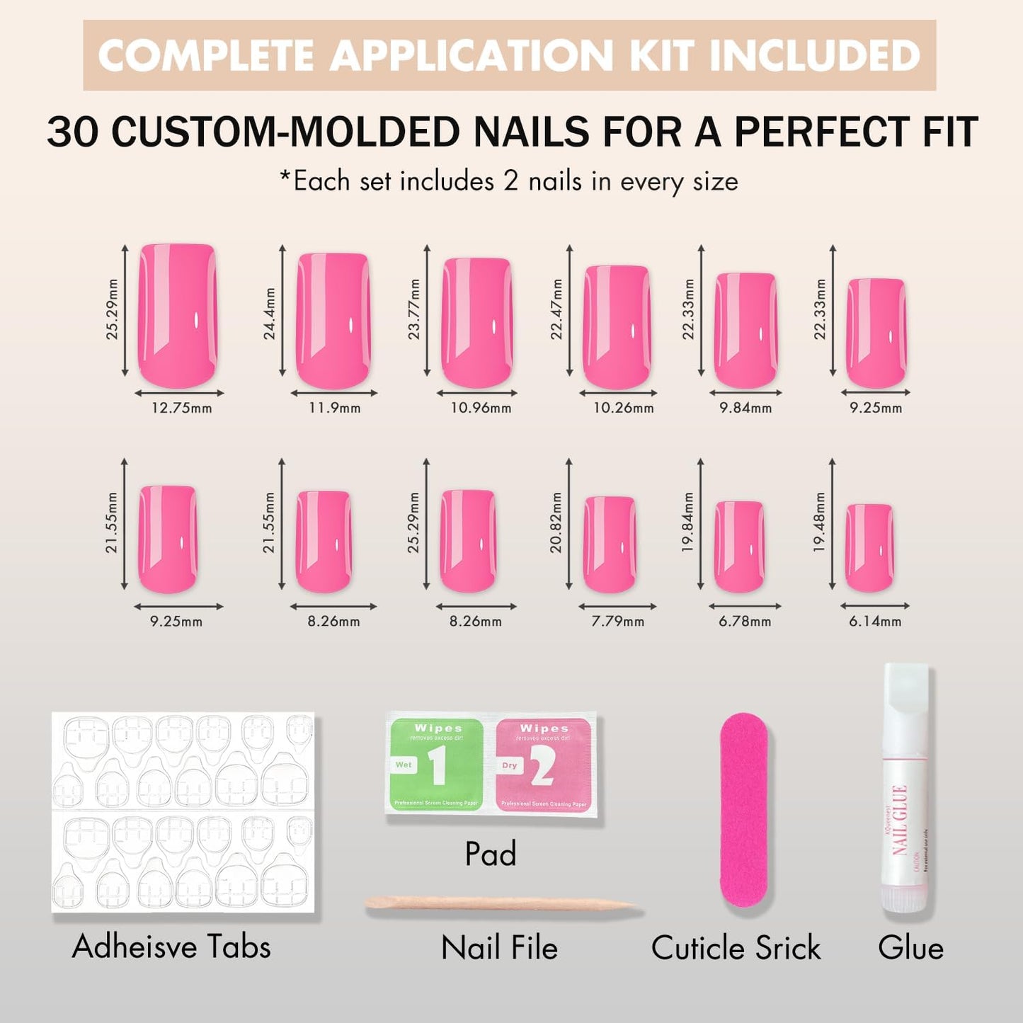 SXVME Press On Nails Long Square - Sheer Nude Press on Nails with Glue for Women, Natural Skin Tone Fake Nails Press ons Medium, Glossy Soft Gel Glue on Nails Coffin, Reusable Nail Stick Ons, 24 Pcs