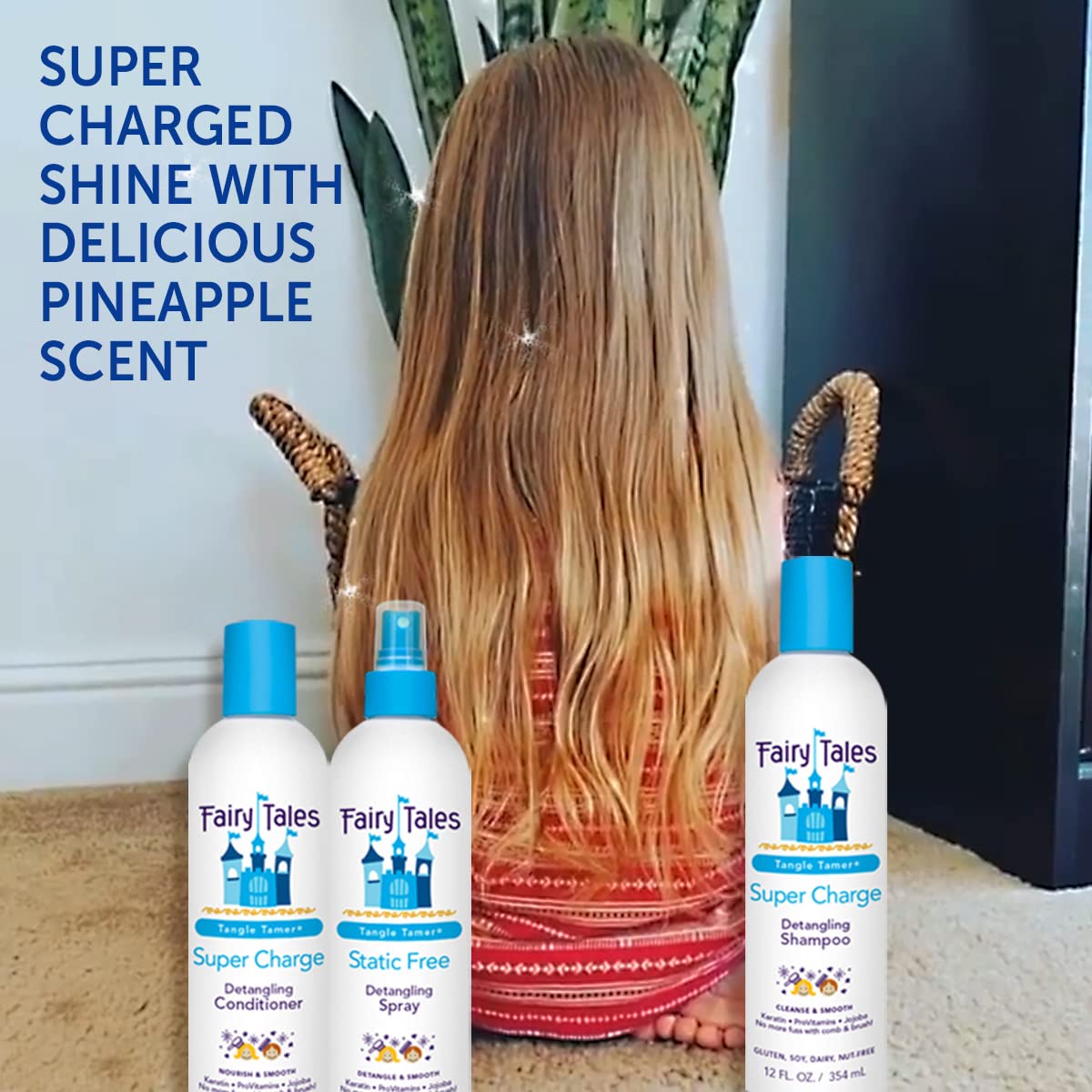 Fairy Tales Tangle Tamer Detangling Shampoo and Conditioner for Kids plus Detangling Spray - Ultra Moisturizing and Anti Frizz Protection - Paraben Free, Sulfate Free - 12 Oz (3 pack)