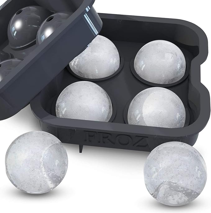 Housewares Solutions Froz Ice Ball Maker â Novelty Food-Grade Silicone Ice Mold Tray With 4 X 4.5cm Ball Capacity