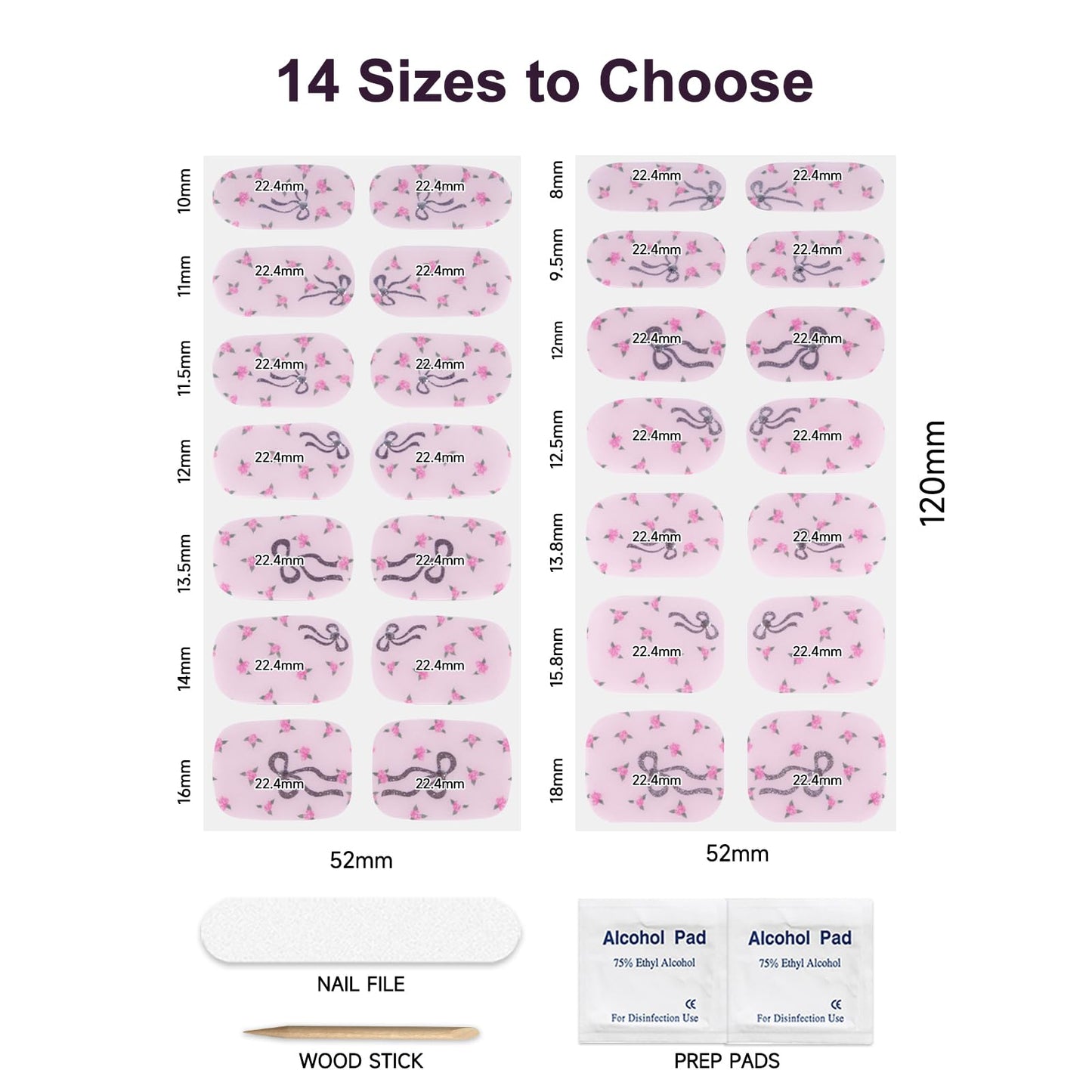 DUKASOU Semi Cured Gel Nail Strips,28 pcs Cute Bows Gel Nail Stickers with UV Light Required,Long Lasting Nail Art Stickers, Easy to Apply(Pink)