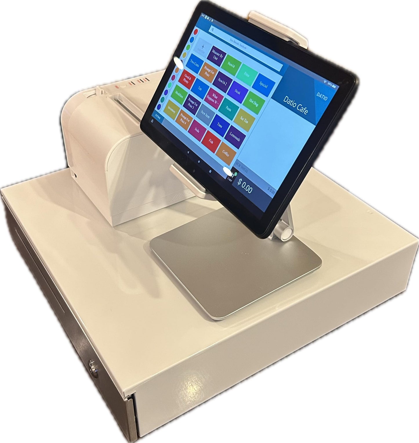 Datio POS System with Cash Register and Receipt Printer – Compatible with 9.7"–10.2" Tablets – All-in-One Retail or Restaurant POS