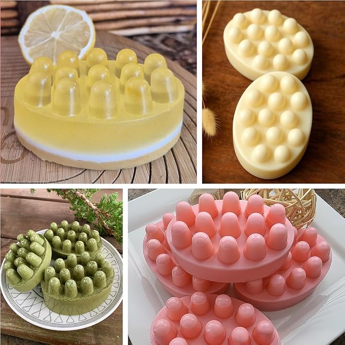 2 Pcs Massage Mold, SJ 4 Cavity Silicone Massage Bar Soap Mold, Food Grade Silicone Mold, BPA Free Soap Making Trays, Pink