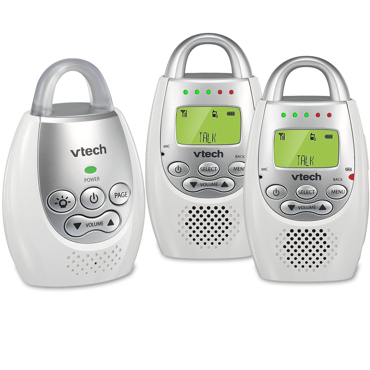 VTech DM221-2 Audio Baby Monitor with up to 1,000 ft of Range, Vibrating Sound-Alert & DM221 Audio Baby Monitor with up to 1,000 ft of Range, Vibrating Sound-Alert, Talk Back Intercom