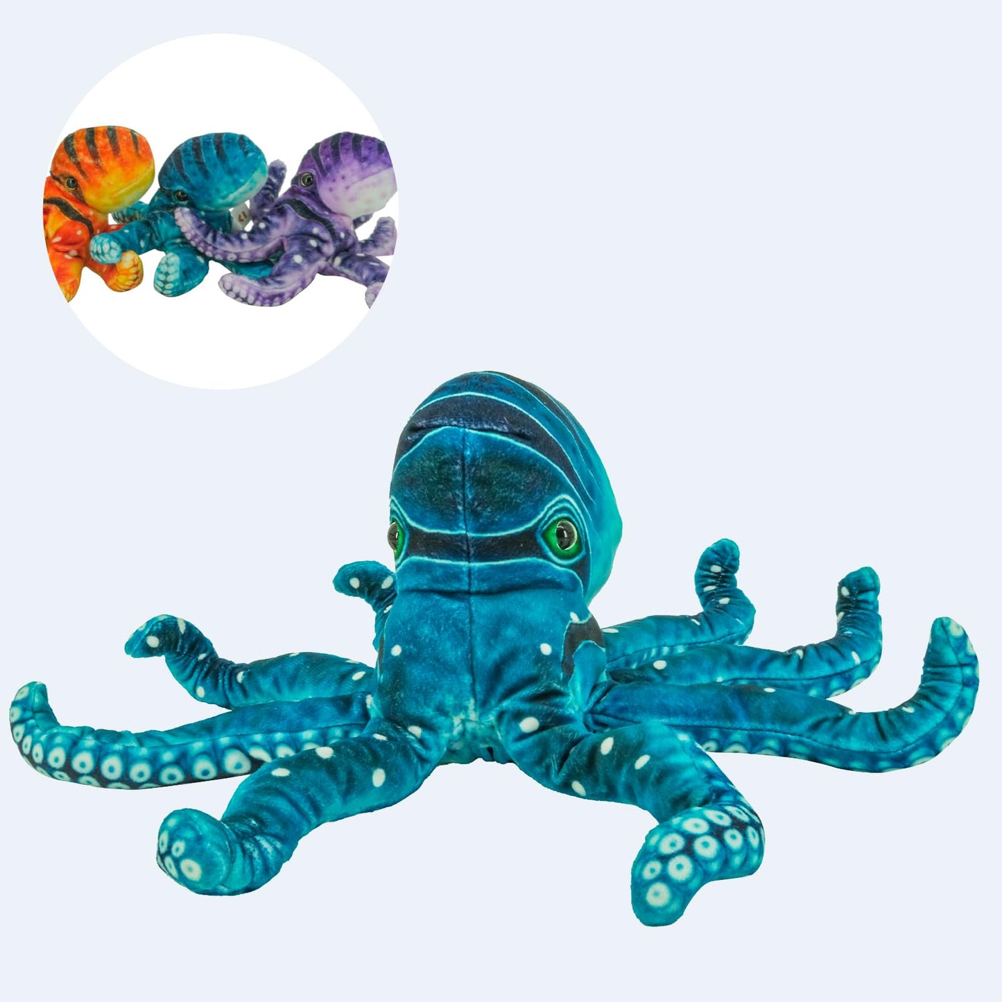 YOHAKI Octopus Stuffed Animal, 11''Marine Printed Octopus Plush Toys with 3 Baby, Soft Washable Toy Stuffed Marine Animal for Home Decor, Idea Gift for Kids Boys Girls Christmas Birthday Gifts (Blue)