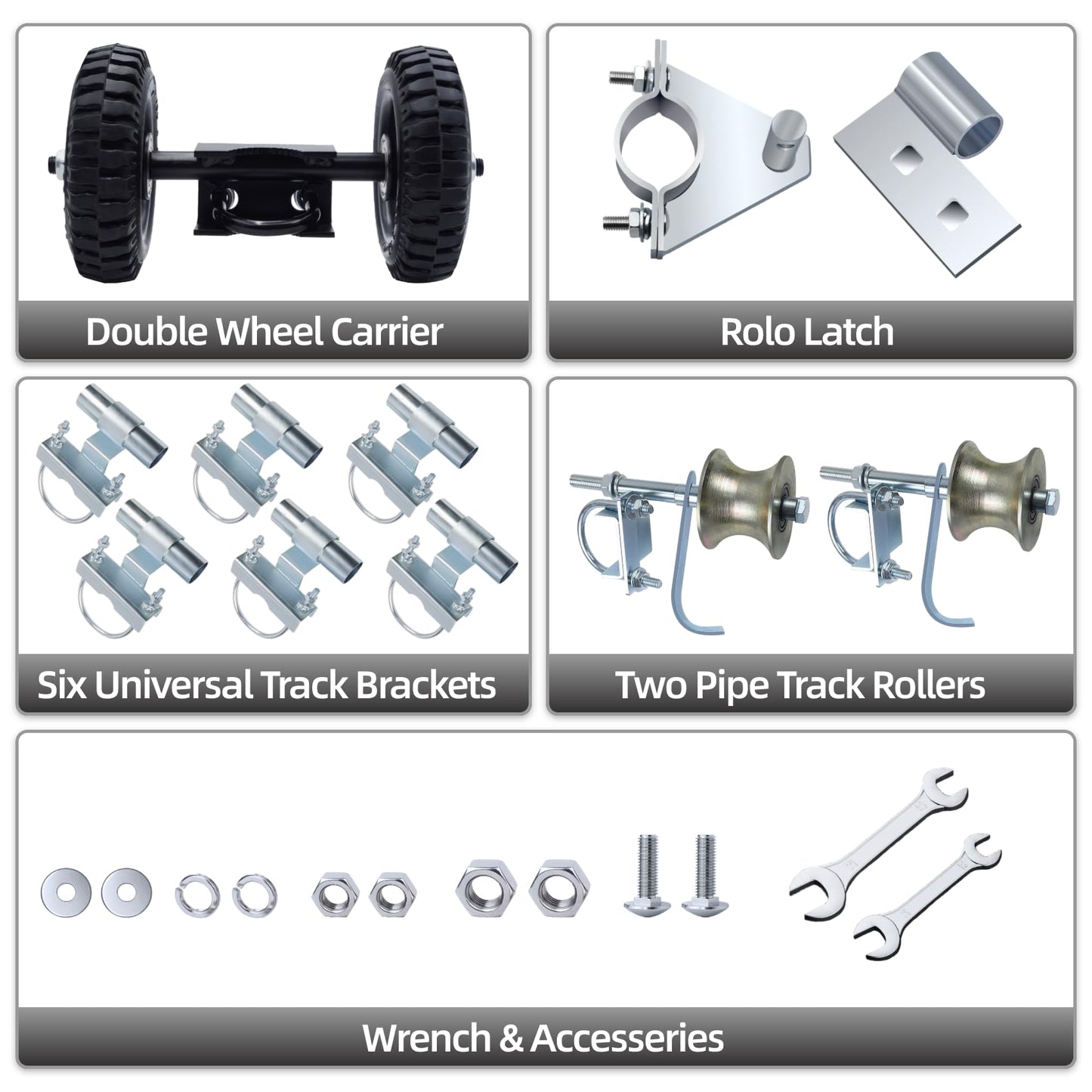 Jeogejin Rolling Gate Hardware Kit for Chain Link Gate Sliding Gate Hardware, Suitable for Sliding Gate Construction in Various Scenarios(Farm, Ranch, Yard)