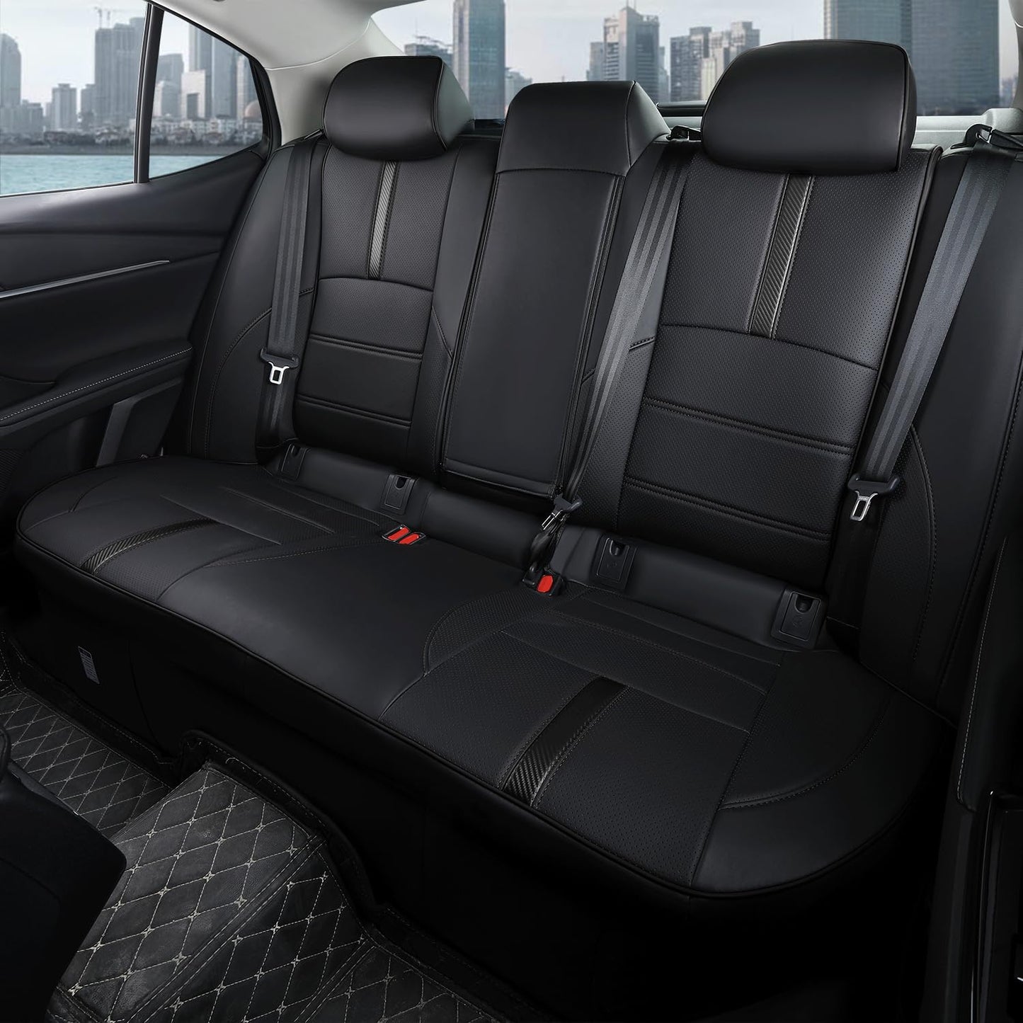 GOLYWIN Custom Fit Seat Covers for 2025-2026 Toyota Camry Hybrid LE SE & 2026 Nightshade - Full Set Premium Waterproof Faux Leather Car Seat Protectors (Pure Black)