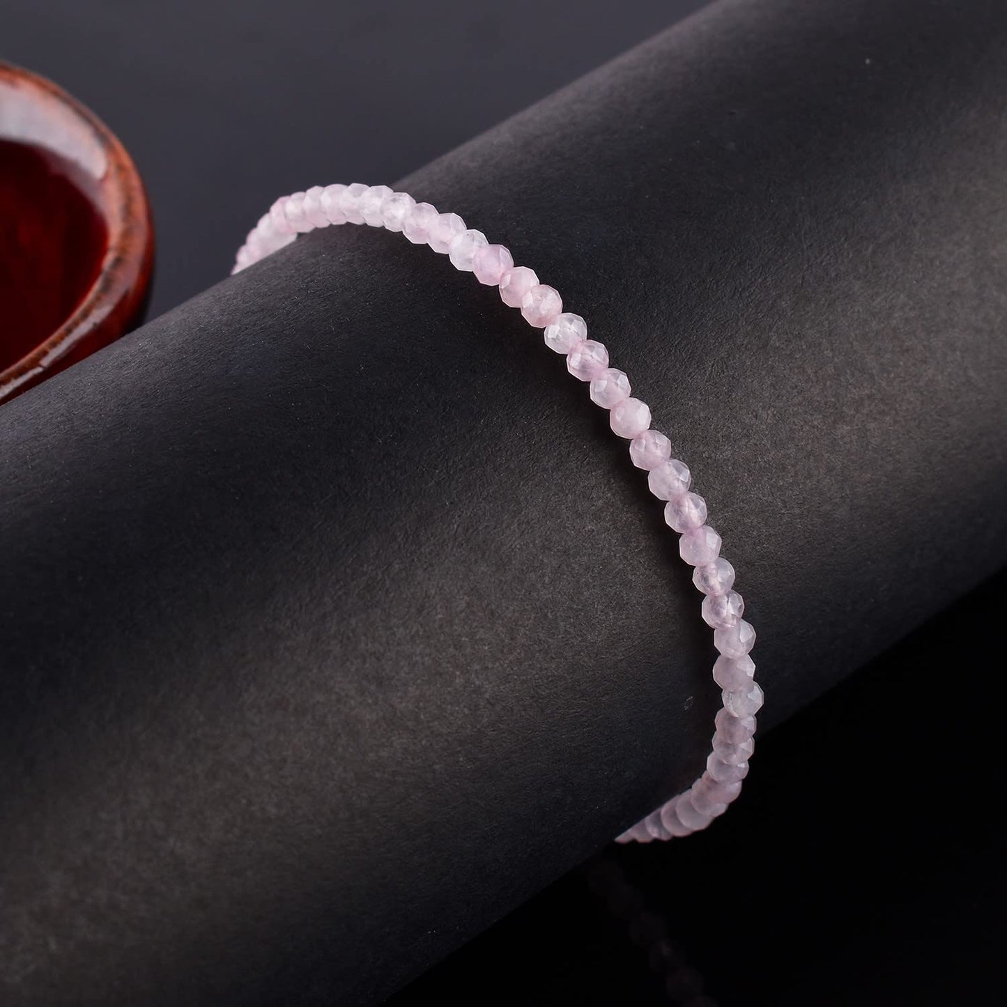 ZEMBIENCE Natural Rose Quartz Gemstones Bolo Bracelet, Micro-Faceted Beads Stones, Chakra Healing Crystals, Silver Plated, Adjustable Slider, Birthstones, Handmade, Women Jewelry, Valentine Gifts, 10"