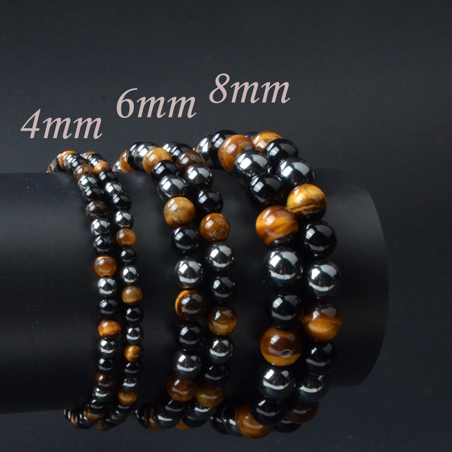 CHCCOYE 4mm Natural Healing Gemstone Bracelet Handmade Yoga Stretch Elastic Bracelet Stress Relief Crystal Jewelry for Men and Women (4mm,Triple Protection)
