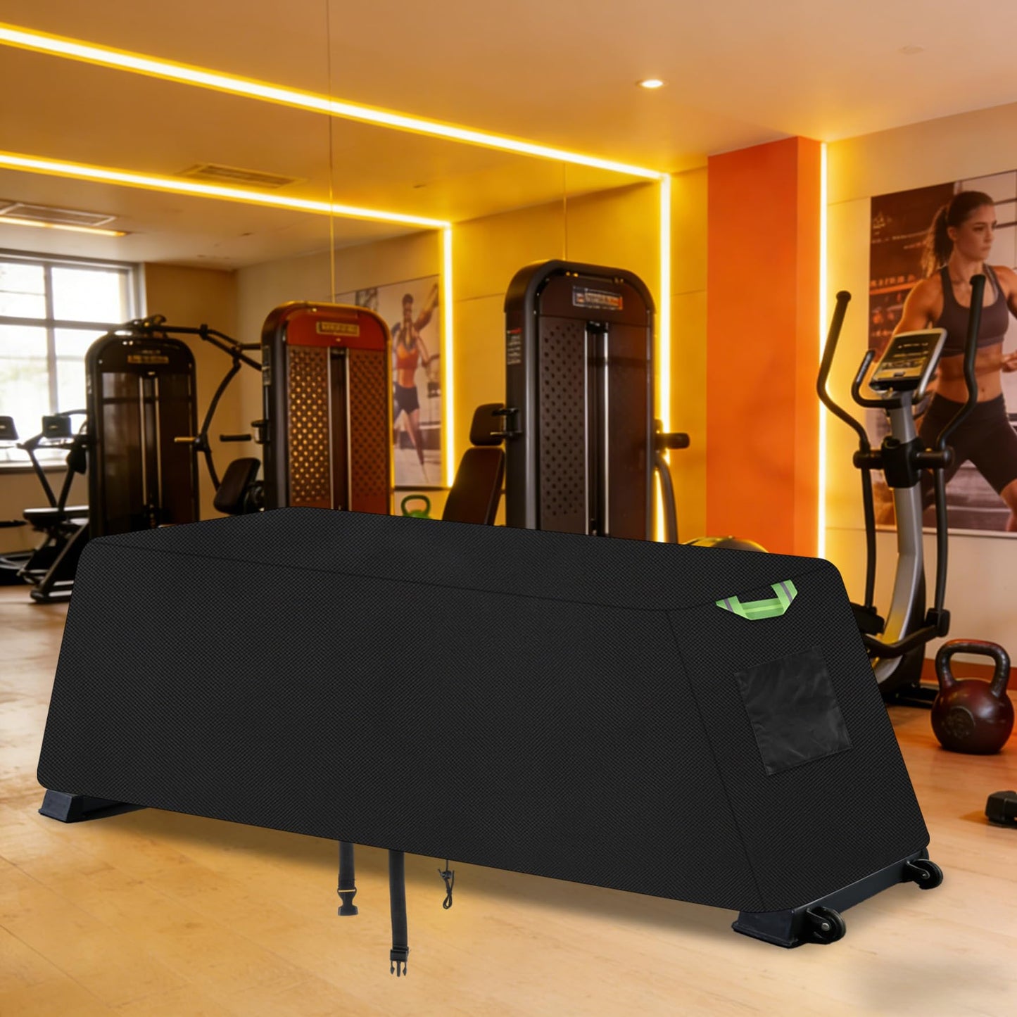 Klmnop Weight Bench Cover, Waterproof 420D Oxford Exercise Workout Bench Cover for Sit-up Board Flat Lifting Benches, Windproof with Drawstring & Fluorescent Handles, 51"x24""x18""(Black)"