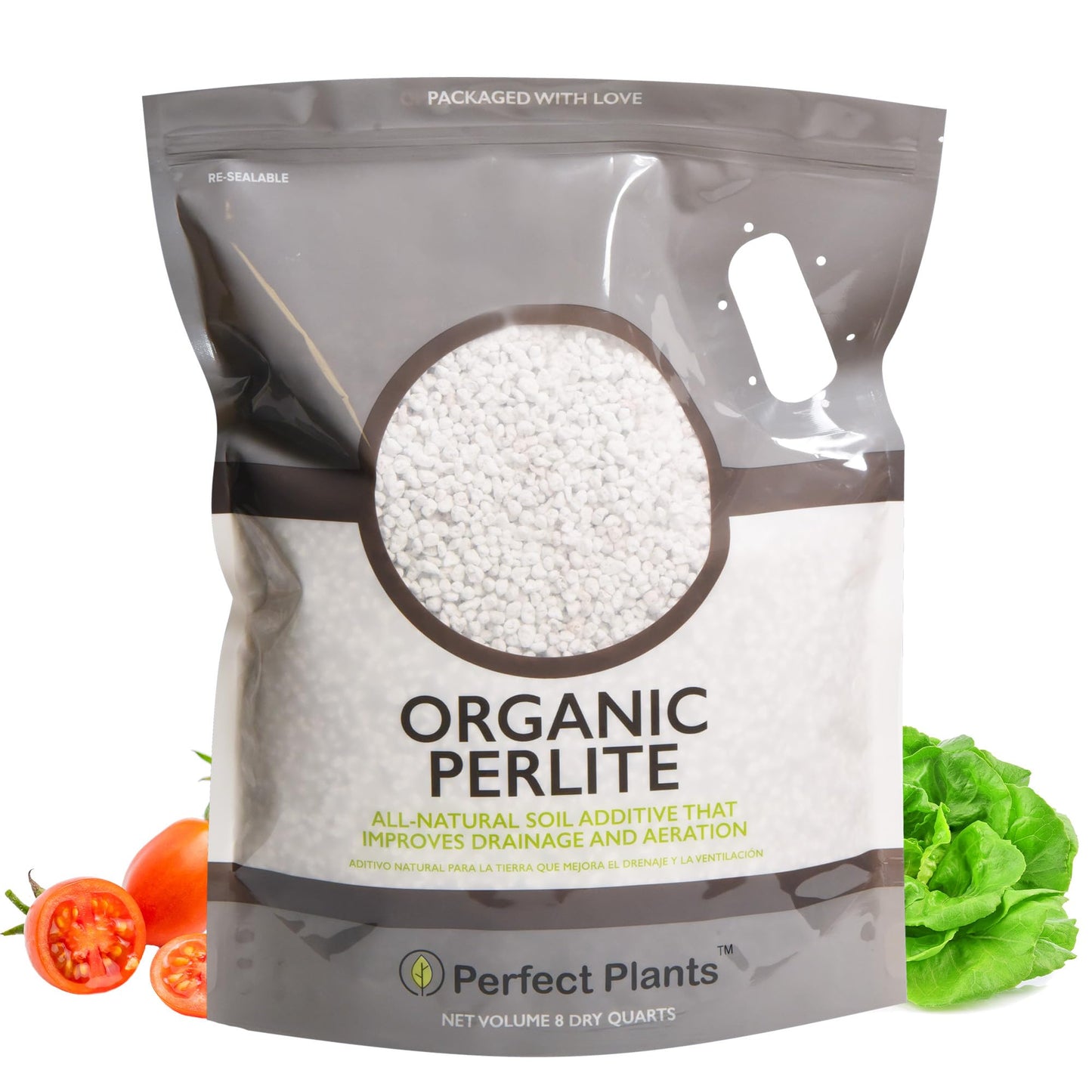 Organic Perlite by Perfect Plants â Add to Soil for Indoor & Outdoor Container Plants for Drainage Management and Enhanced Growth (8qts.)