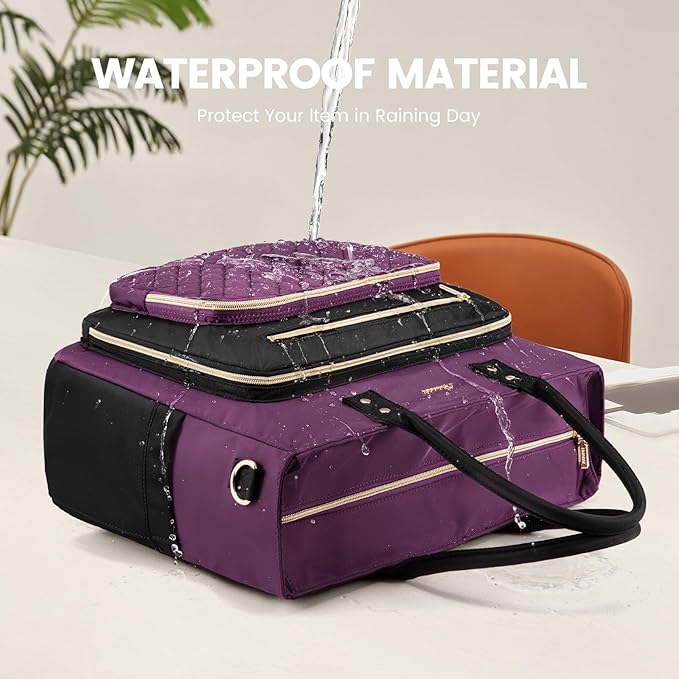LOVEVOOK Teacher Tote Bag for Women Work, Nurse Bags With Large Cup Holder Laptop Bag With Laptop Compartment, Professional Computer Briefcase Business Purses, Diaper Bag Mother Gift, 15.6 Inch