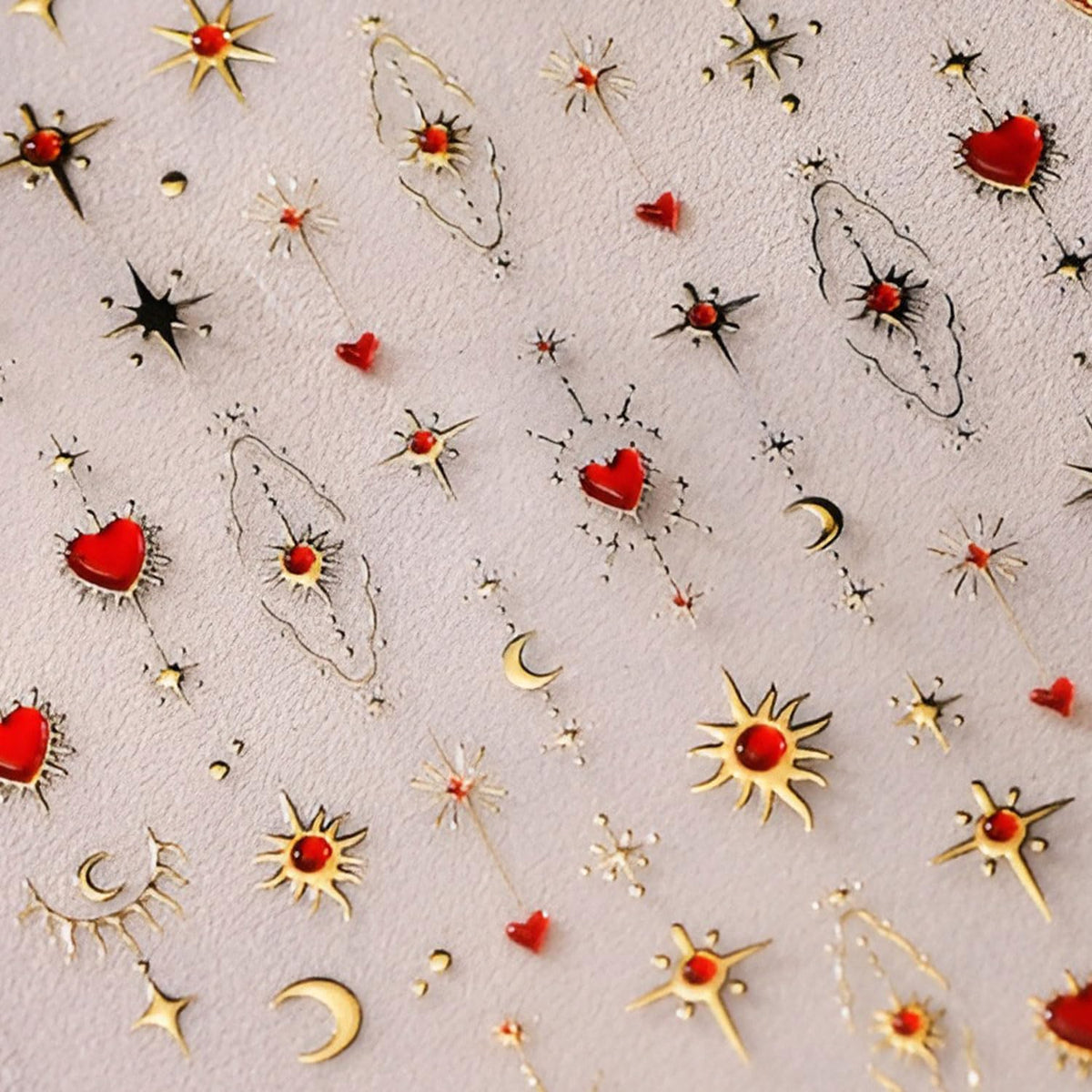 Valentine’s Day Nail Stickers Heart Nail Art Sticker 5D Embossed Self-Adhesive Nail Decals for Nail Art Gold Star & Moon Nail Designs Decals for Women Manicure Decorations