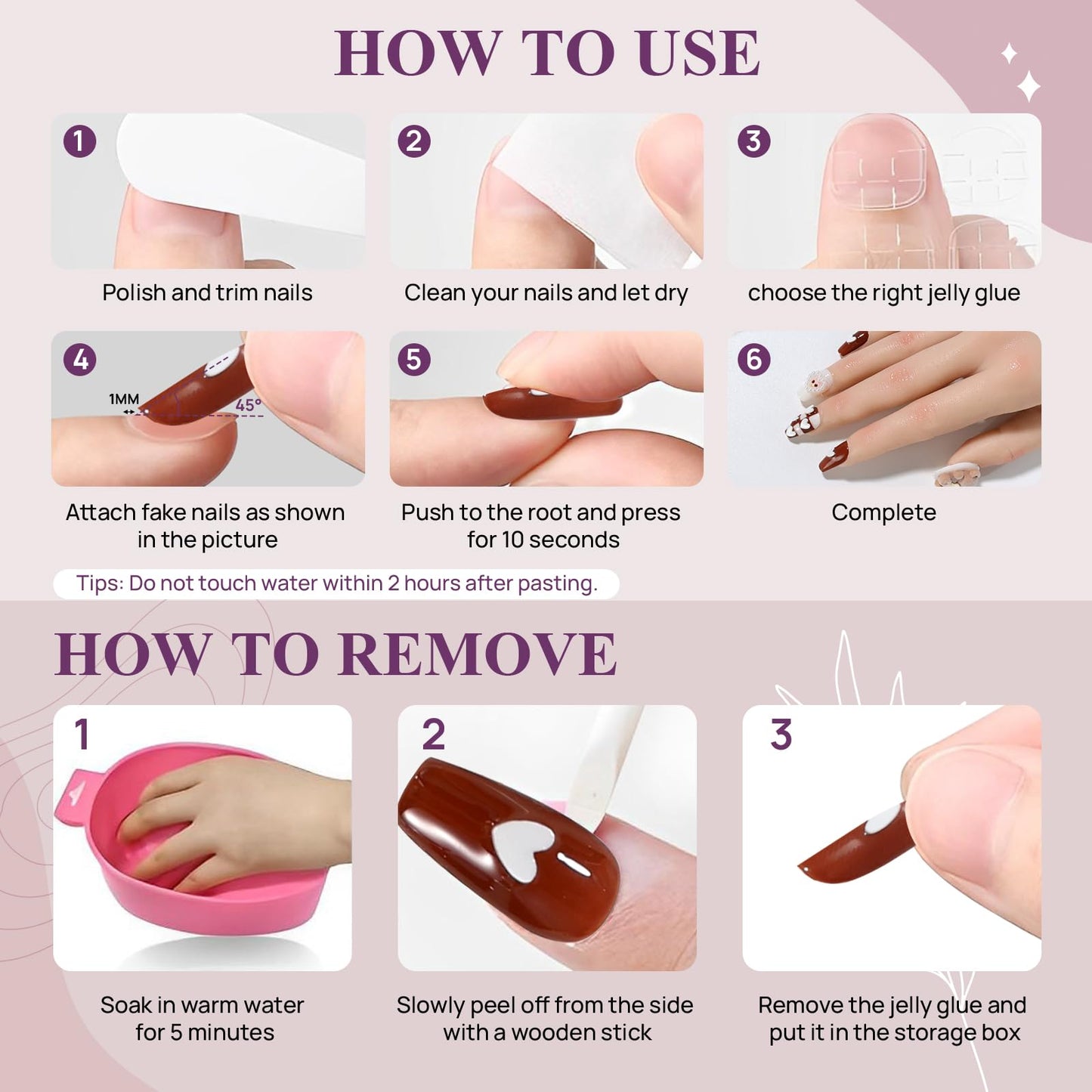 XODITO Fake Nails Set Brown White Long Medium Square Cute 3D Bear Love False Nail Tips, Press On Nails, Artificial Art Nails Finger Manicure for Women and Girls(CDJ0003-L)