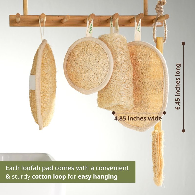 Coba Straws Natural Loofah Exfoliating Body Scrubber | 100% Plant-Based Shower Luffa Sponge for Deep Cleansing, Smooth & Glowing Skin | Bath Loofah for Women & Men (Pack 1)