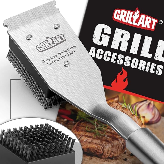 GRILLART Grill Brush and Scraper, Wire BBQ Grill Brush for Outdoor Grill, 16.5â Grill Cleaning Brush BBQ Grill Accessories, Safe Grill Cleaner Brush-Ideal Gift for Men/Dad BBQ Brush for Grill Cleaning