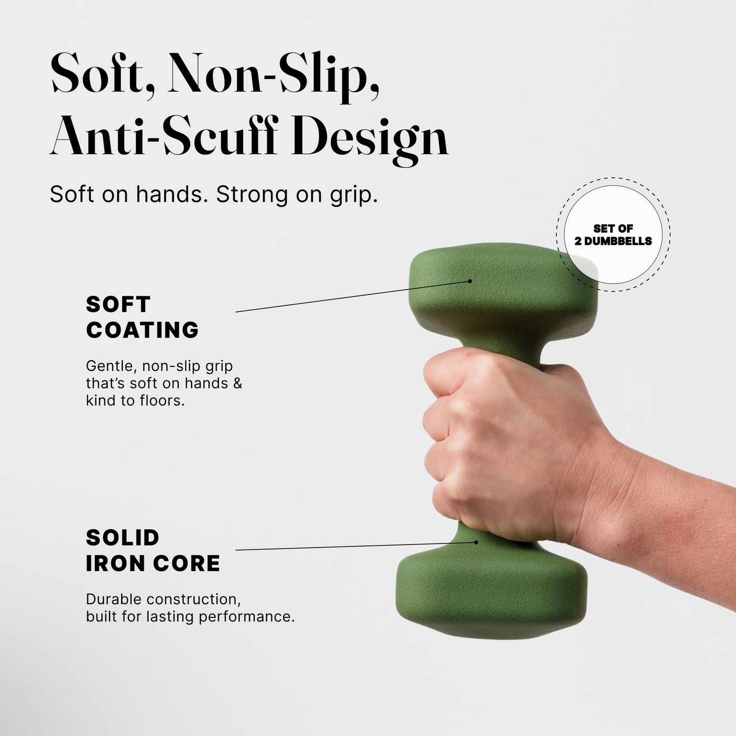 WeGym SafeGrip Square Dumbbells with Anti Slip Handles, Aesthetic Free Weights for Home Workouts, Stable Design Prevents Rolling during Floor Exercises (15LB, Pair Forest)