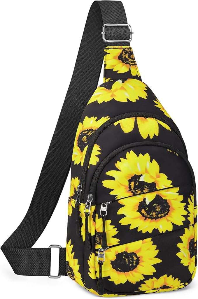 Tuwubi Crossbody Bags for Women, Sling Bag for Men, Small Hiking Backpack Anti Theft Lightweight for Outdoors Travel ï¼ÂM, Sun Flowerï¼Â
