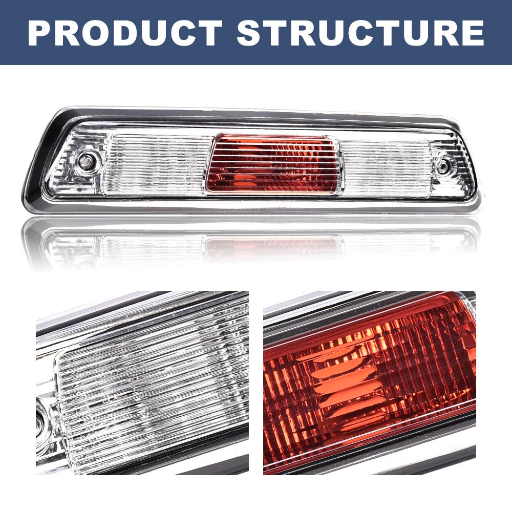 PIT66 Clear 3rd Third Brake Light, Compatible with Ford F150 Truck 2009 2010 2011 2012 2013 2014, High Mount Stop light Tercera luz de freno