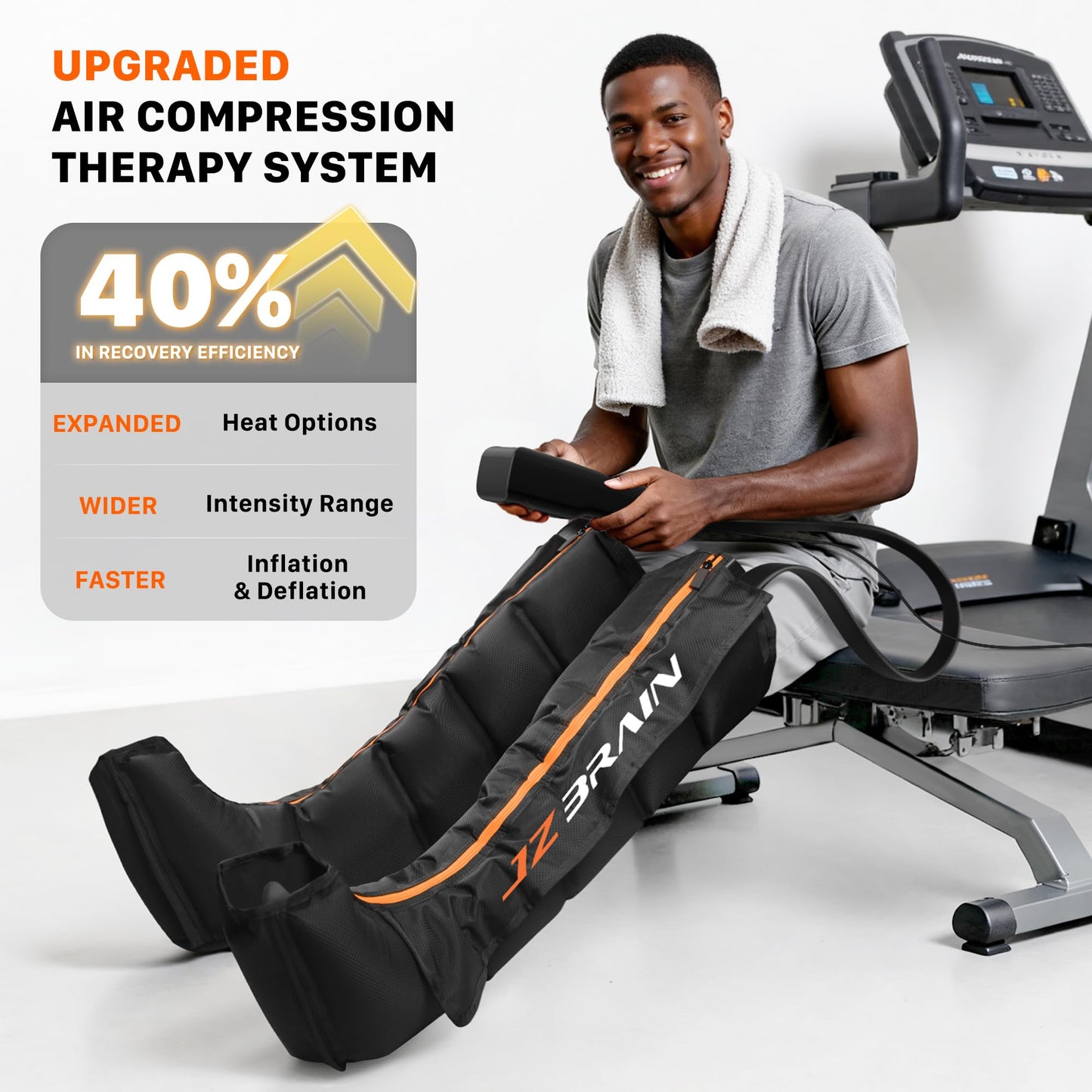 JZBRAIN Air Compression Leg Recovery Boots : Sequential Full Leg Compression Massager System for Muscle Relaxation & Relief - 11 Intensity 6 Modes 3 Heat for Athletes & Gym (Large)