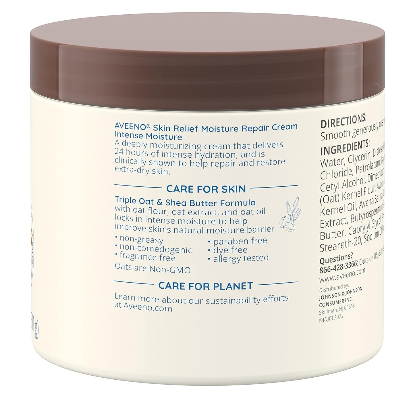 Aveeno Skin Relief Intense Moisture Repair Body Cream with Triple Oat & Shea Butter Formula, Helps Relieve & Restore Extra-Dry Skin with Long-Lasting Moisture, Fragrance-Free, 11 oz- Pack of 2