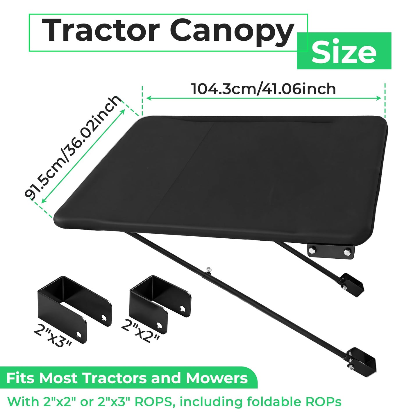 JL JiveLum Universal Tractor Canopy Compatible with ROPS – UV Resistant Sunshade Fit for Compact Tractors, Riding Mowers, Zero Turn Mowers & Lawn Tractors, Easy Install
