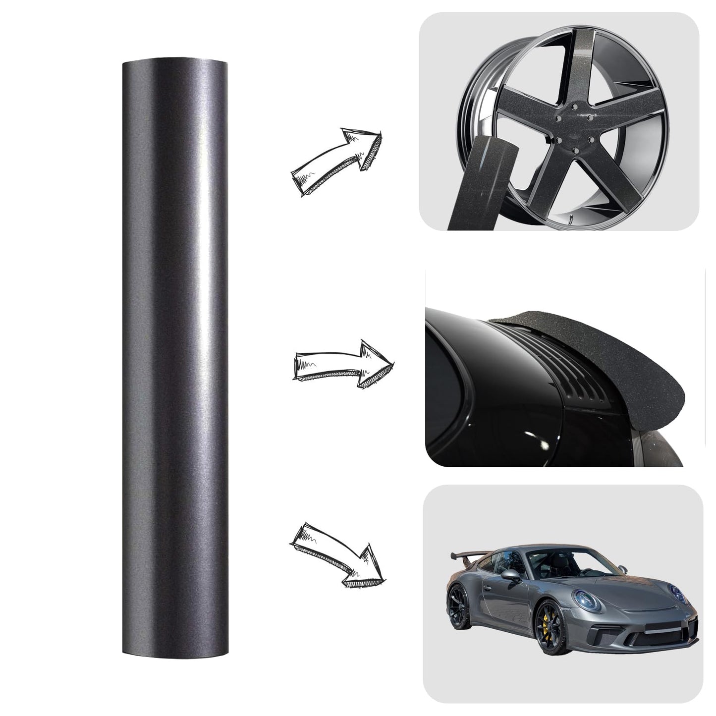 Heinaroman Car Wrap for Body Protection Scratch Resistance Air Release Technology 50 X 5FT Charcoal Grey Vinyl Wrap
