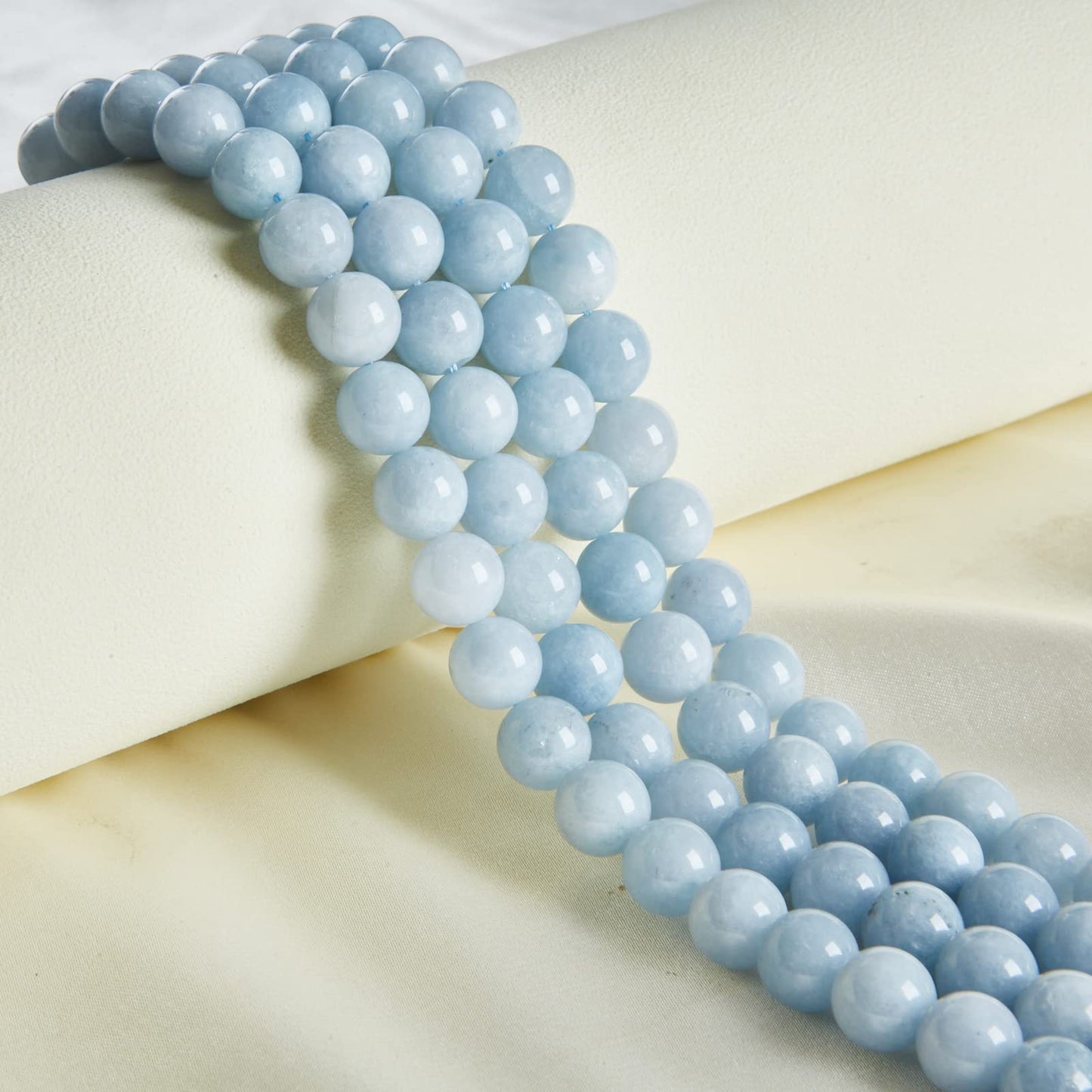 60pcs 6mm Aquamarine Beads Natural Gemstone Beads Round Loose Beads for Jewelry Making