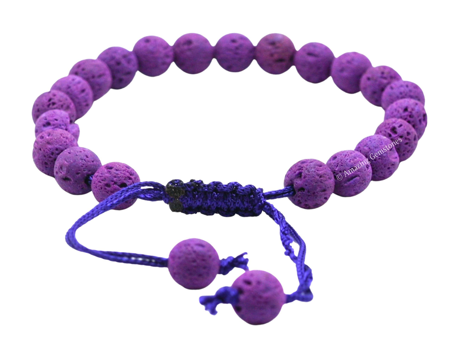 Amazing Gemstone Purple Lava Bracelet, Gifts For Men & Women - Protection Healing Crystal Bracelet - 8mm Gemstone Beaded Adjustable Bracelet, Pulseras Para Hombres Mujer Stocking Stuffers