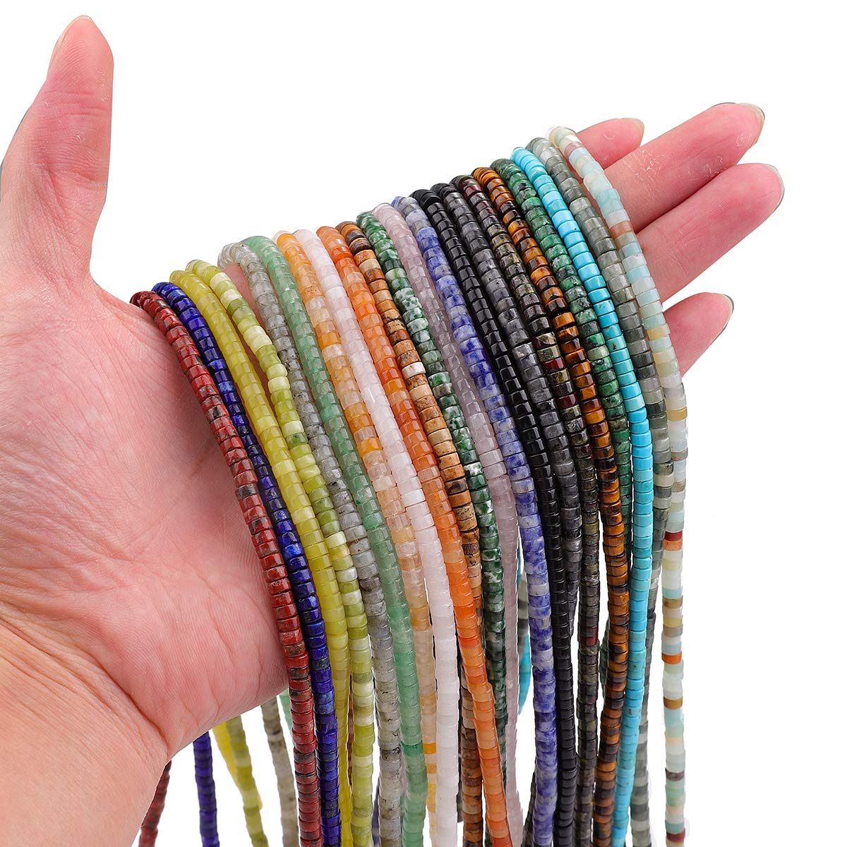 BEADIA Natural Lapis Lazuli Spacer Beads Caps Loose Semi Gemstone for Beading Jewelry Making 4mmx2mm 38cm