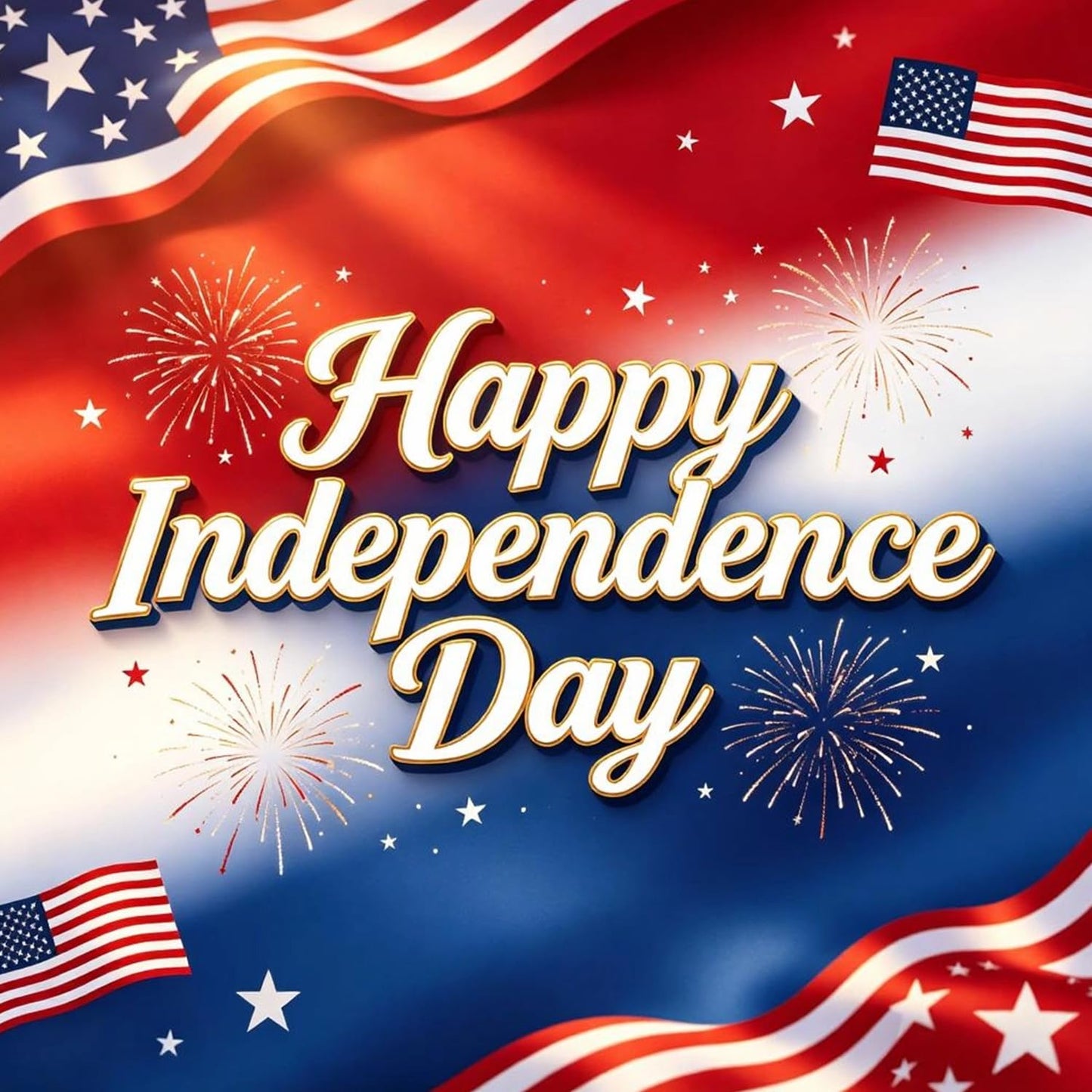 4th of July Press on Nails Medium Square Fake Nails American Flag with White Stars Acrylic Nail Independence Day Stick on Nail Reusable Glue on Artificial Fingernails for Women Holiday Manicure 24Pcs