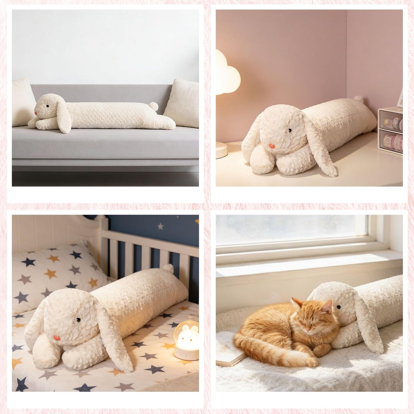 Lewtemi 47 Inches Giant Rabbit Stuffed Animal Weighted Oversized White Plush Toys Soft Plush Hugging Pillow Bedroom Decor Backrest for Accent Chairs Birthday Gift for Kids Boys Girls Adults