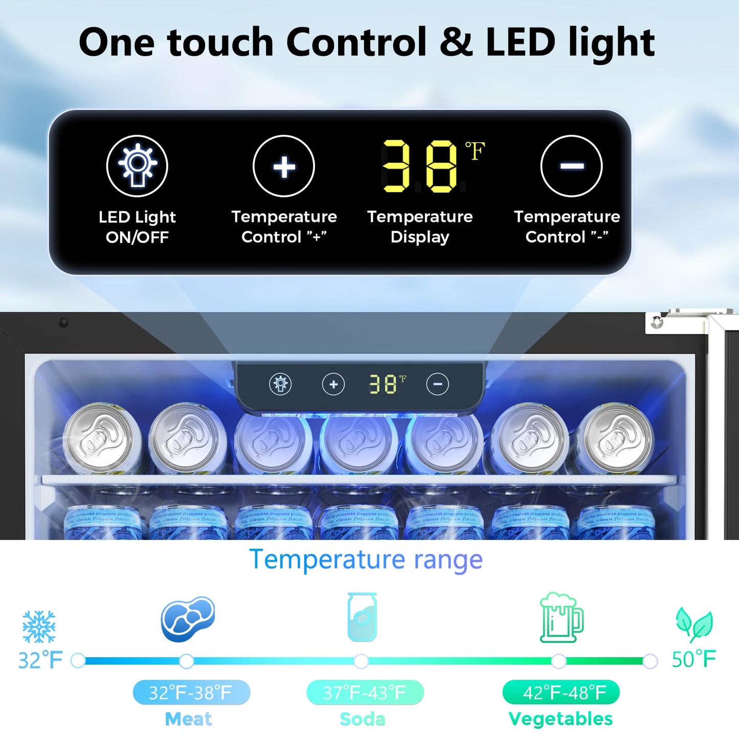 Electactic 24 Inch Beverage Refrigerator, Under Counter Freestanding Beverage Cooler 180 Can, Outdoor Fridge with Stainless Steel Door, Outdoor Refrigerator for Patio, Home, Kitchen, Bar (Silver)