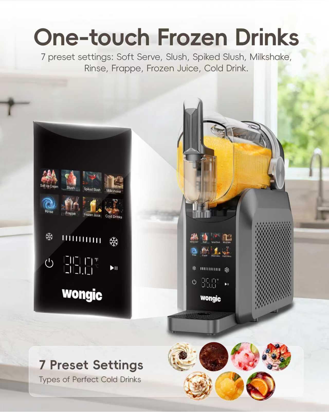 Slushie Machine Pro, No Ice Needed, 88oz Slushy Machine for Home, Frozen Drink Maker with 7 Preset Programs, Add Ice Cream model, Margaritas, Frappés, Milk Shake, HD color touch screen, Auto Rinse