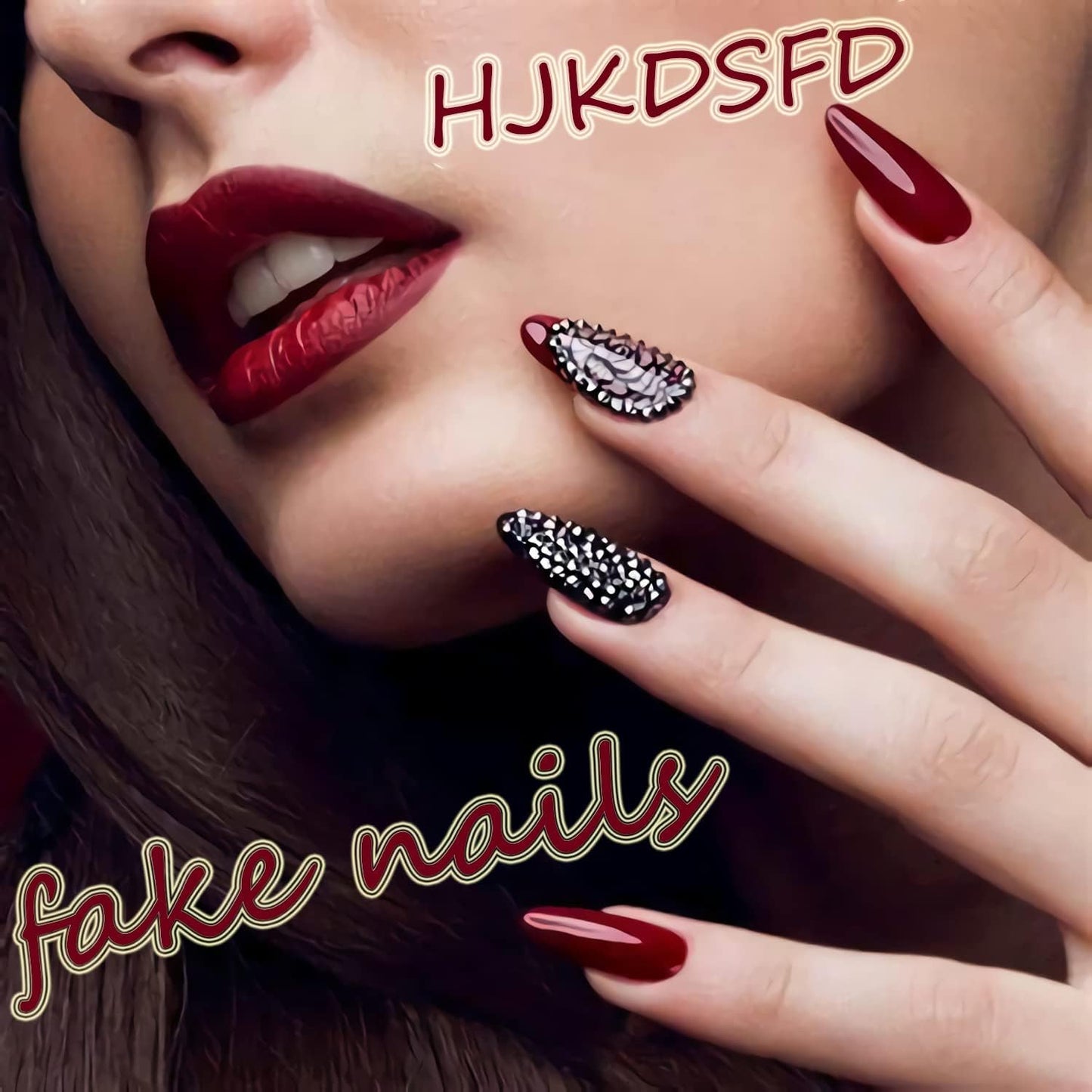 24Pcs Press on Nails Short Square False Nails with Cute Strawberry Nails Press on with Flower Leaves Design Black Acrylic Fake Nails Summer Full Cover Gloss Glue on Nails for Women Girls