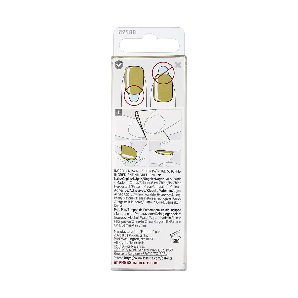 KISS Impress Color No Glue Mani 30 Pcs Press on Nails, Olive Green, Short Size, Squoval Shape, Simple Peel & Press Easy Apply, Hassle-Free Removal, Essential Tools Included