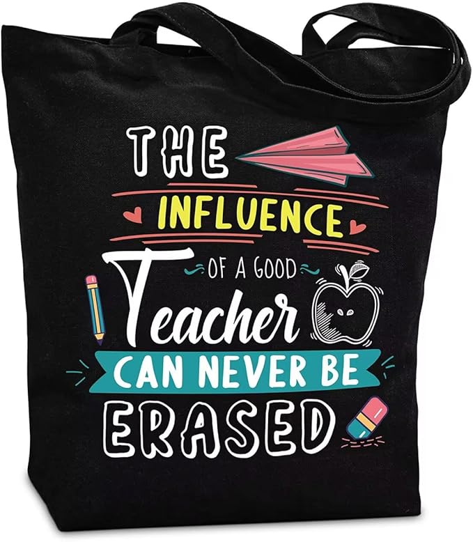 Teacher Appreciation Gifts, Teacher Gifts for Women, Canvas Teachers Tote Bag with Inner Pocket for Appreciation Week, Thank You Gift for Teachers, Graduation, Retirement, Birthday, Christmas