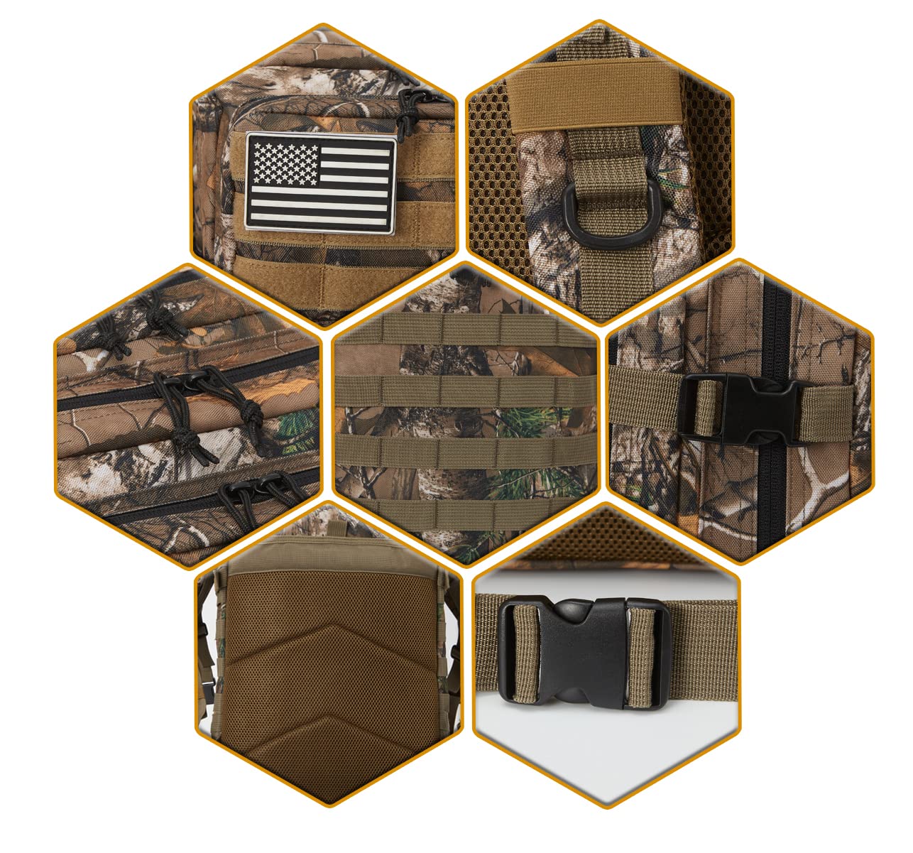 QT&QY 45L Military Tactical Hunting Backpacks for Men Camouflage Molle Army Assault Pack 3 Day Bug Out Bag Hiking Treeking Rucksack