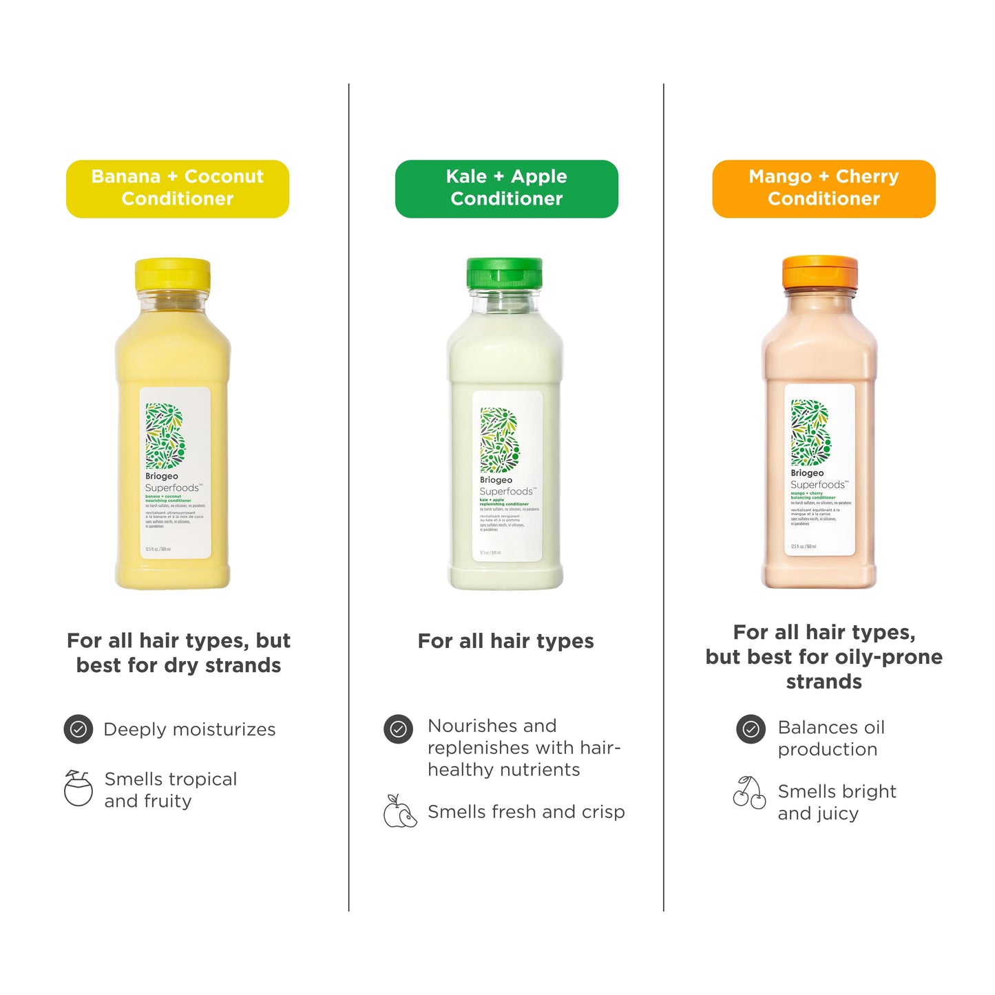 Briogeo Superfoods Banana + Coconut Nourishing Conditioner | Silicone-Free Daily Conditioner for Hydration & Shine | Vegan & Cruelty-Free | 12.5 fl oz