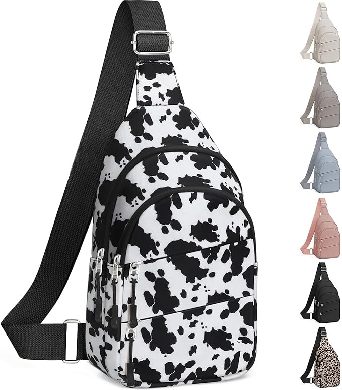 Tuwubi Crossbody Bags for Women, Sling Bag for Men, Small Hiking Backpack Anti Theft Lightweight for Outdoors Travel ï¼ÂM, Cow Printï¼Â