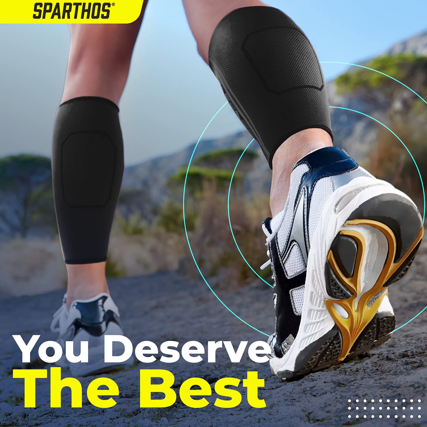Sparthos Calf Compression Sleeves (Pair) – Leg Compression Socks for Men and Women – Shin Splint Calf Pain Relief Air Travel Flight Nurses Maternity Basketball Football Soccer (Black-XL)