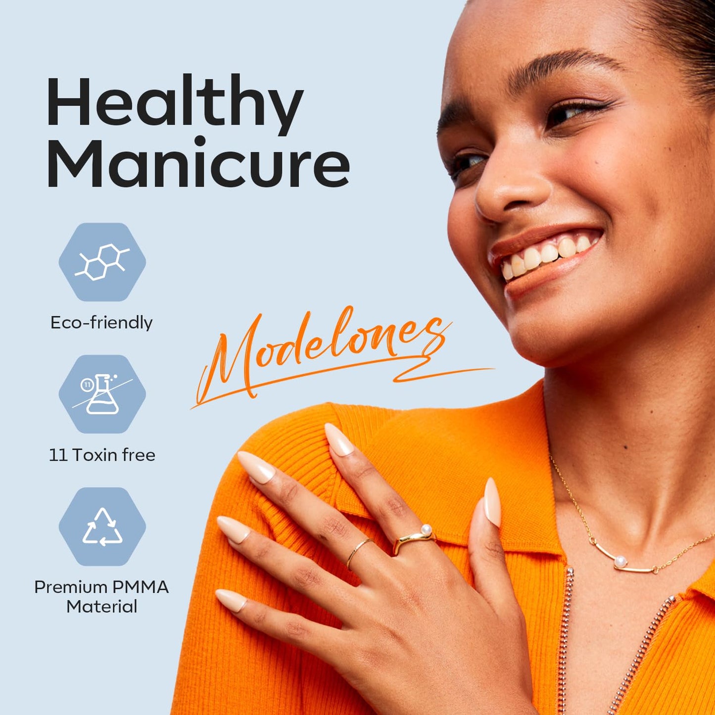 modelones X Nail Gel Kit Extra Short Almond, 9-in-One Nail Glue with Mini UV Light 216Pcs 12Sizes Pre-Etched Press ons Fake Acrylic Extension Kit DIY Salon Gift for Women